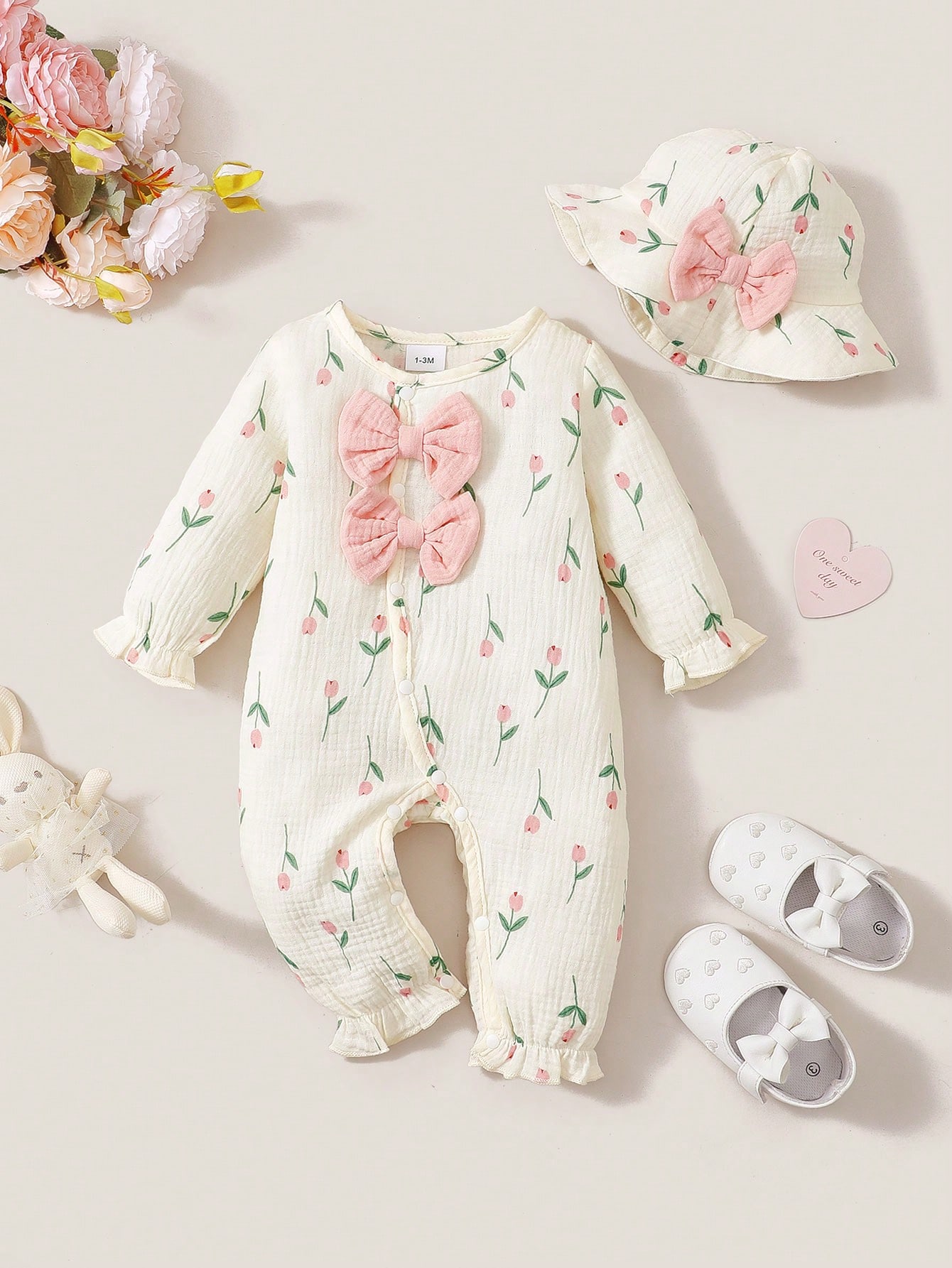 Newborn Baby Girl Romper Floral - Ensemble en deux pièces pour bébé