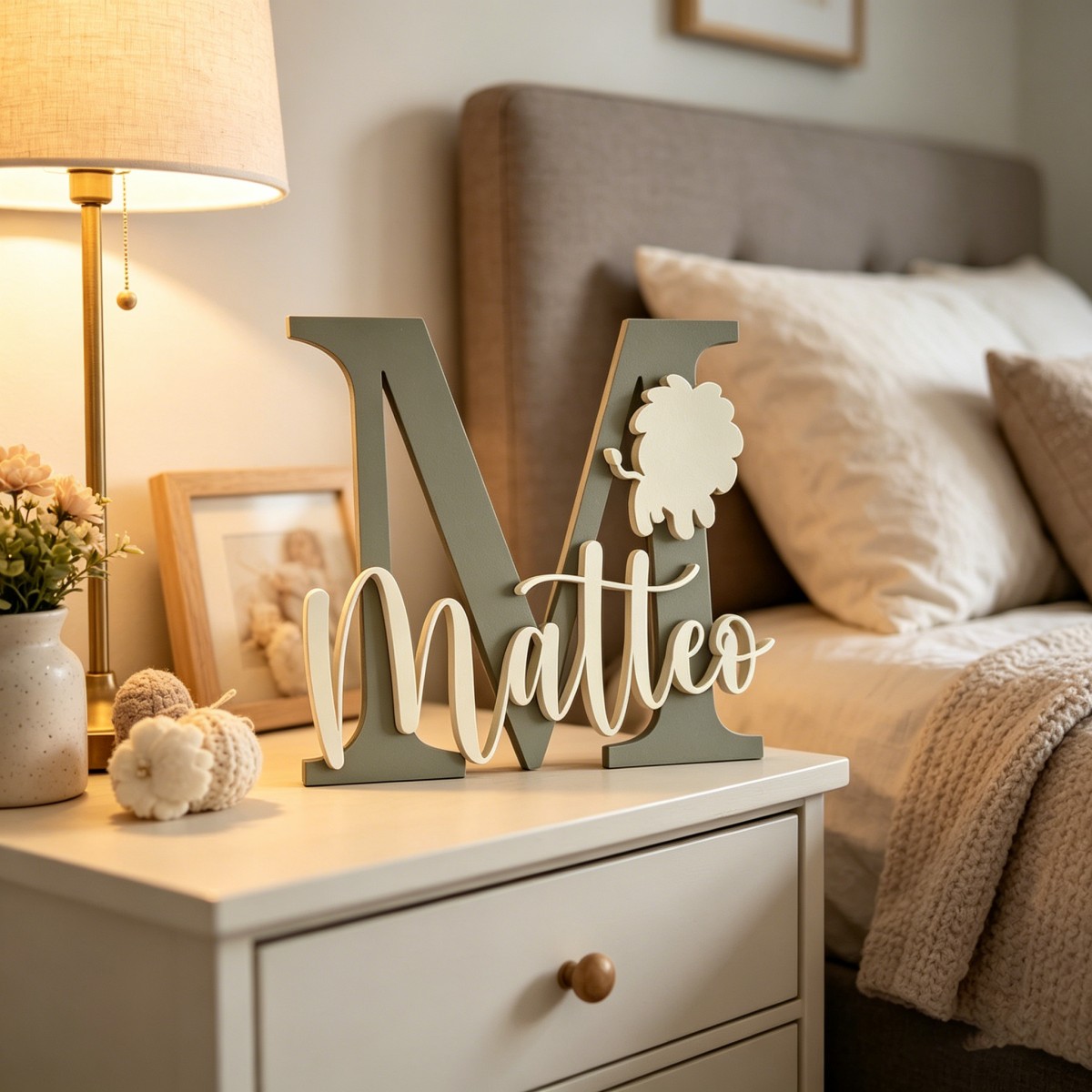 Nursery - 1 plaque nominative en bois personnalisée