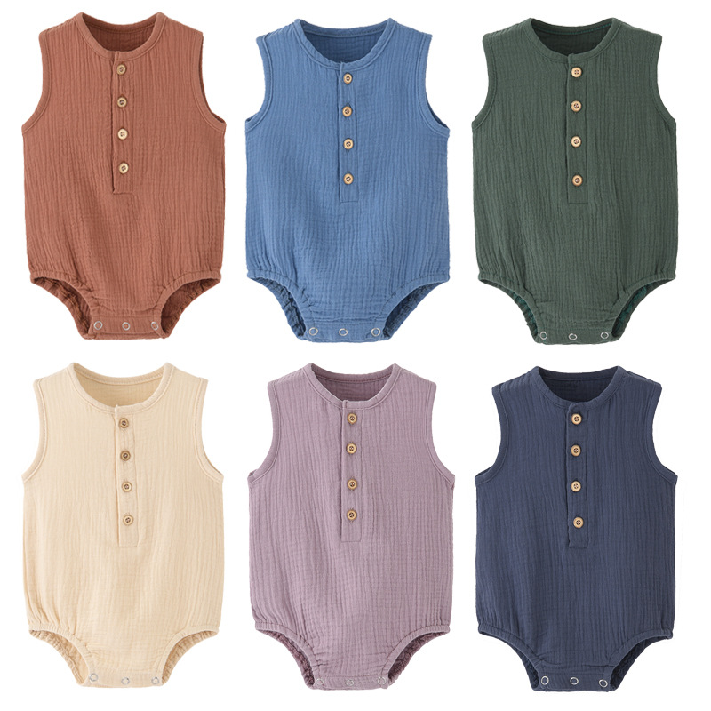Combinaison d'été pour nouveau - Baby Summer Linen Sleeveless Jumpsuit avis et prix